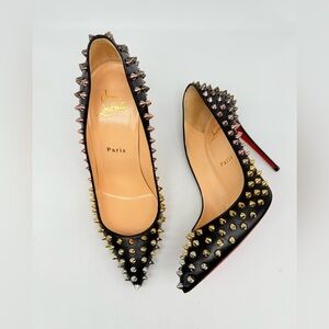 Christian Louboutin Black Leather Pigalle Ombre Spike 100mm pumps EU 37.5